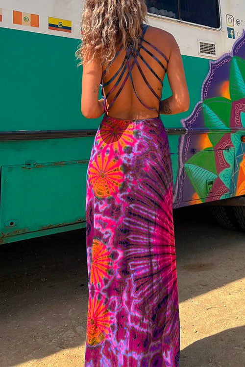 Heididress Strappy Backless Tie Dye Maxi Dress