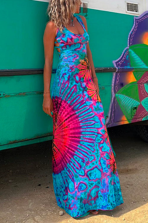 Heididress Strappy Backless Tie Dye Maxi Dress