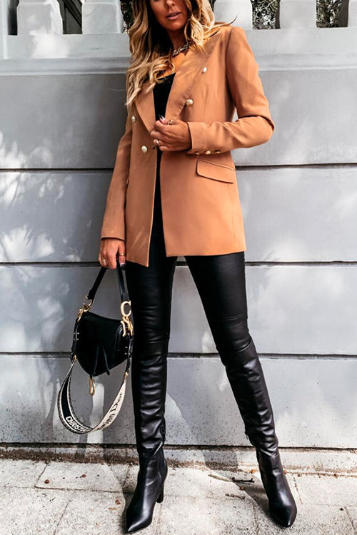 Heididress Lapel Double Breasted Open Front Blazer Jacket
