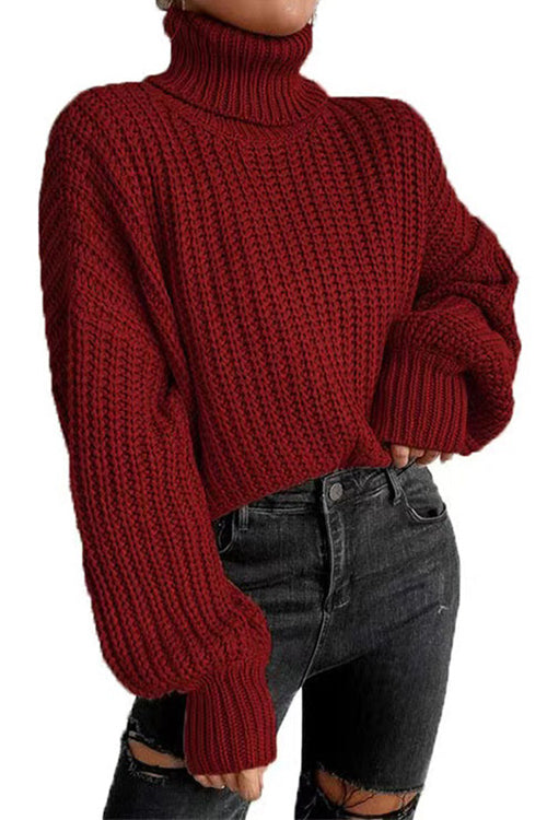 Heididress Turtleneck Drop Shoulder Comfy Pullover Sweater