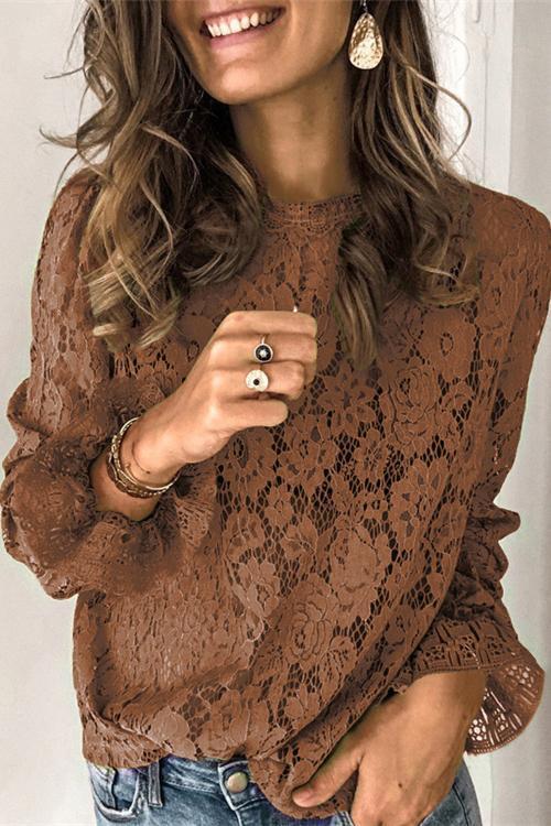 Heididress Floral Lace Crochet Hollow Out Shirts