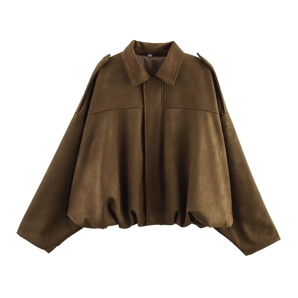 Heididress Lapel Zip Up Trendy Bomber Jacket