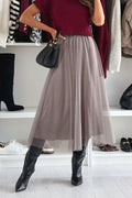 Heididress Elastic Waist Flowy Mesh Midi Skirt