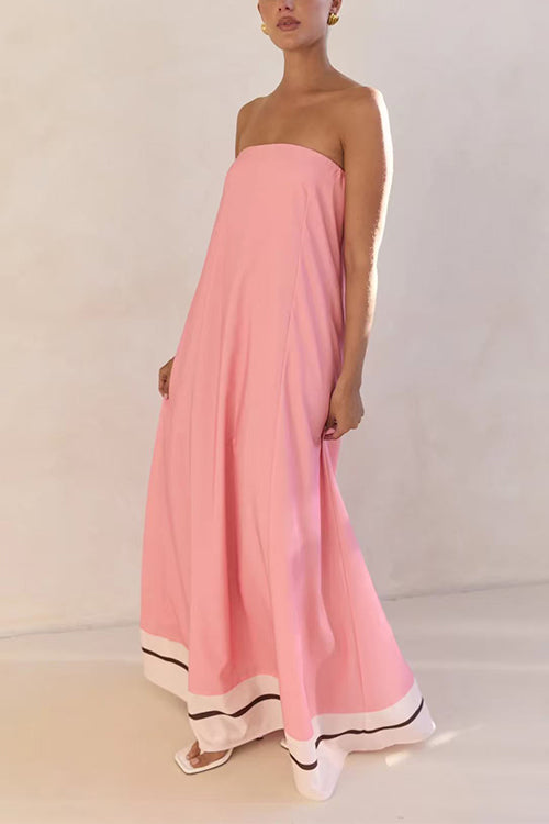 Heididress Strapless Color Block Loose Fit Maxi Dress