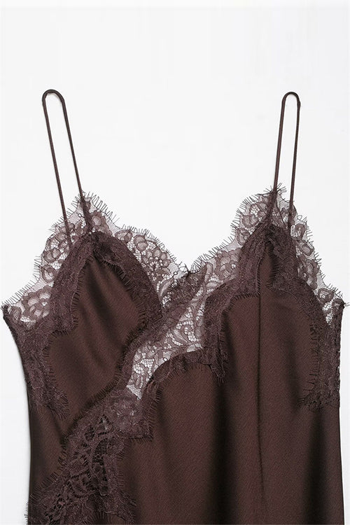Heididress Spaghetti Strap Lace V Neck Irregular Hem Mini Dress