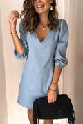 Heididress Annette V Neck Elastic Cuffs Mini Dress(5 Colors Available)