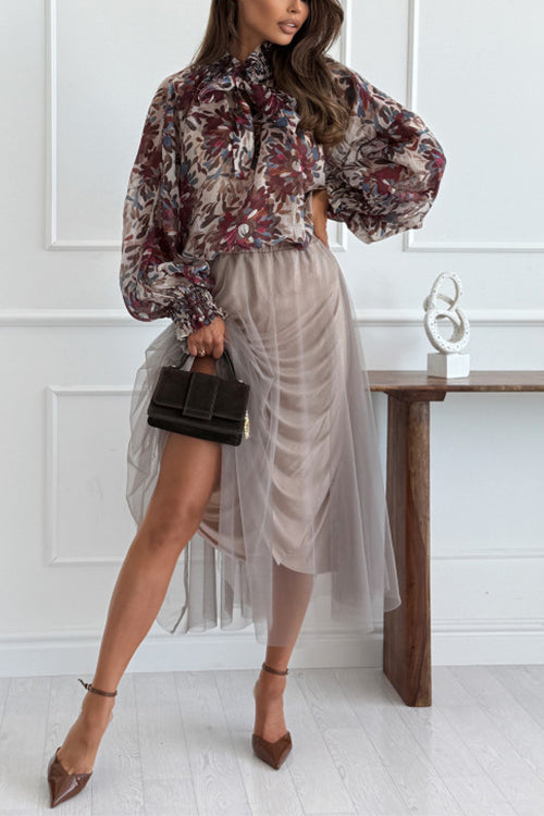 Heididress Elastic Waist Flowy Mesh Midi Skirt