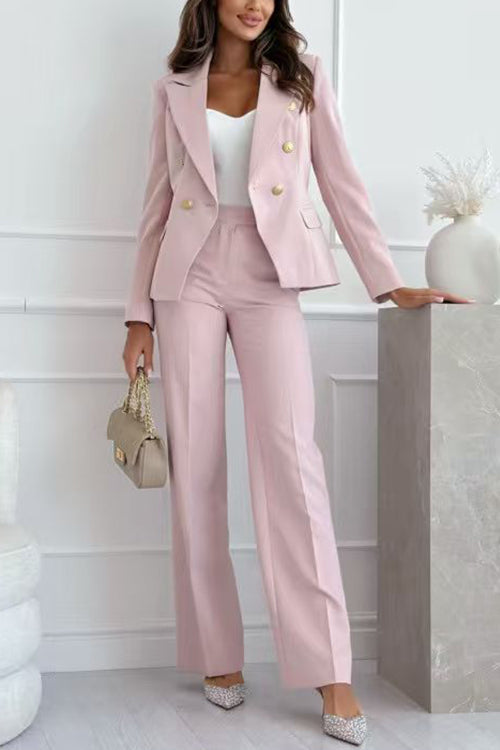 High Waist Straight Leg Suit Pants