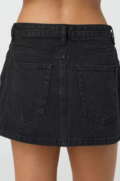 Heididress One Button Pocketed Denim Mini Skirt