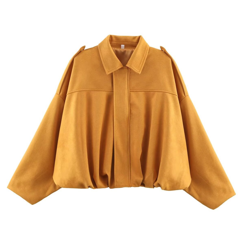 Heididress Lapel Zip Up Trendy Bomber Jacket