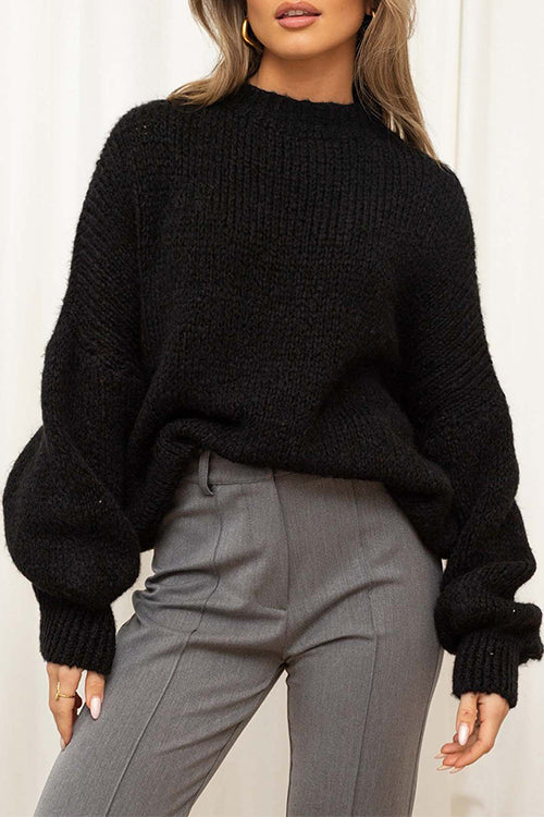 Heididress Drop Shoulder Lantern Long Sleeves Comfy Pullover Sweater