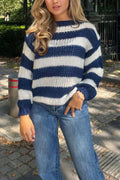 Heididress Drop Shoulder Striped Casual Pullover Sweater