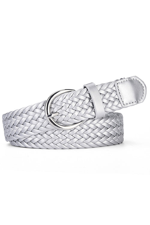 Heididress Faux Leather Metal Buckle Adjustable Braided Belt