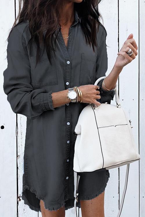 Heididress Hot Sale Button Down Denim Shirt Dress ( 2 Colors)