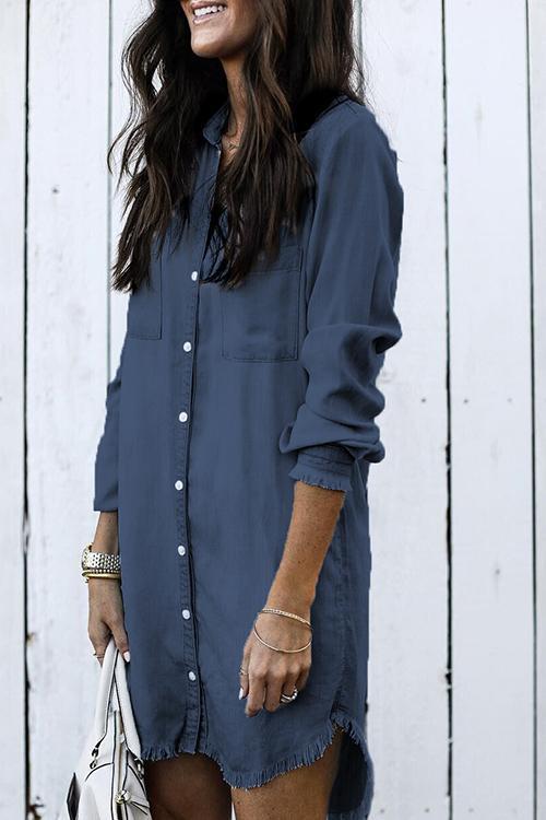Heididress Hot Sale Button Down Denim Shirt Dress ( 2 Colors)