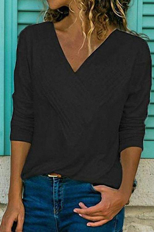 Heididress Classic V-neck Long Sleeve Basic Tops