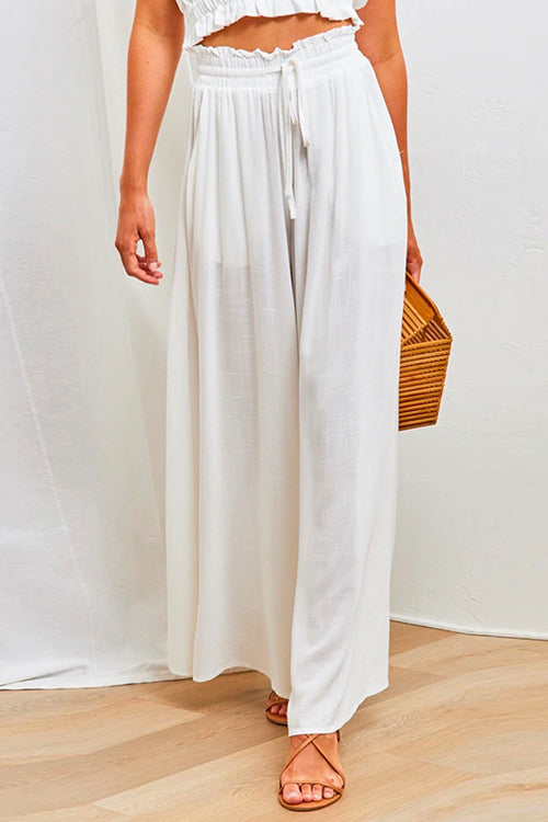 Heididress Drawstring Elastic Waist Wide Leg Baggy Pants(5 Colors Available)