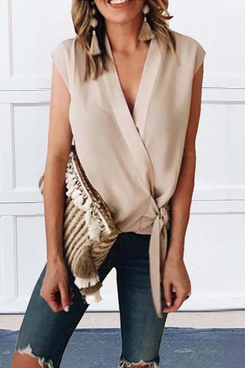 Heididress Elyse V Neck Tie Waist Wrap Top