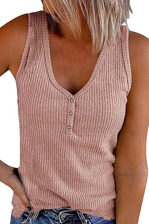 Heididress Carrie V Neck Buttons Sleeveless Top