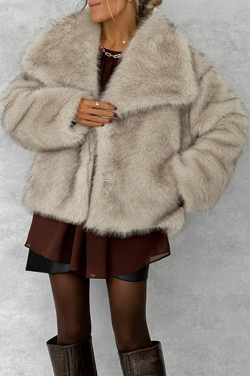 Heididress Collared Open Front Winter Faux Fur Coat