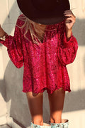 Heididress Sequin V Neck Lantern Long Sleeves Top and Shorts Set