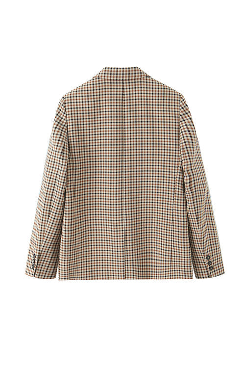 Heididress Notch Lapel Single Breasted Plaid Blazer