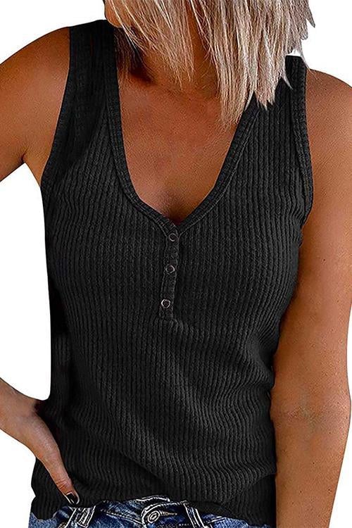 Heididress Carrie V Neck Buttons Sleeveless Top