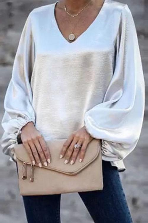 Heididress Taina V Neck Lantern Sleeve Top