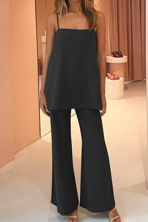 Heididress Solid Cami Top Wide Leg Pants Set