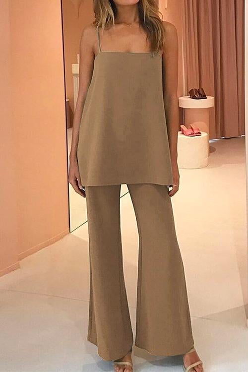 Heididress Solid Cami Top Wide Leg Pants Set