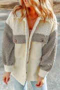 Heididress Color Block Button Down Pocketed Fleece Jacket