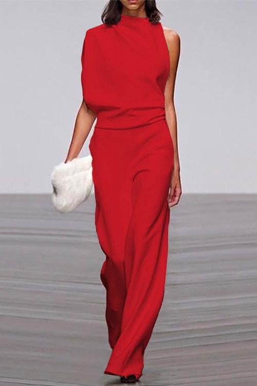 Heididress One Shoulder Waisted Wide Leg Jumpsuit