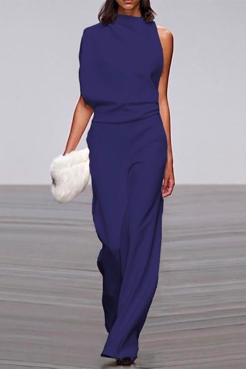 Heididress One Shoulder Waisted Wide Leg Jumpsuit