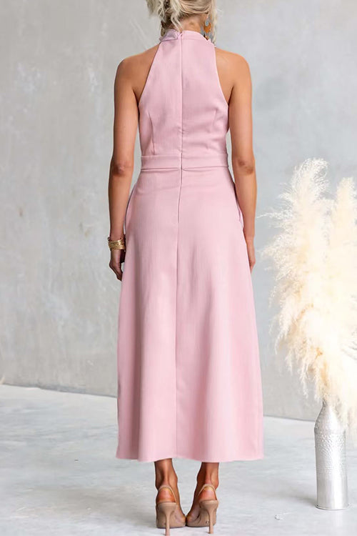Sleeveless High Waist Pocketed Solid Maxi Dress