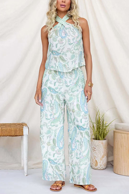 Halter Neck Paisley Print Top