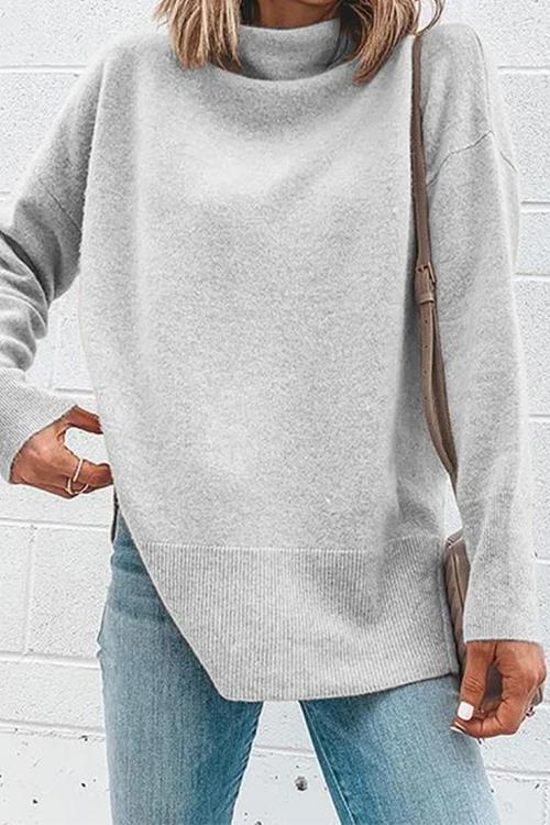 Heididress Janice Turtleneck Side Split Long Sleeve Top