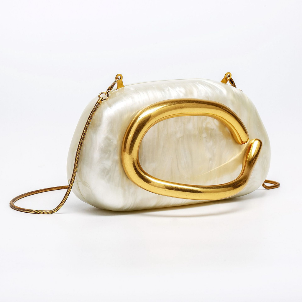 Heididress Trendy Chain Metal Handle Evening Handbag