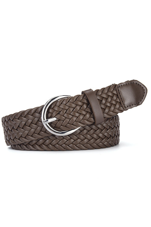 Heididress Faux Leather Metal Buckle Adjustable Braided Belt