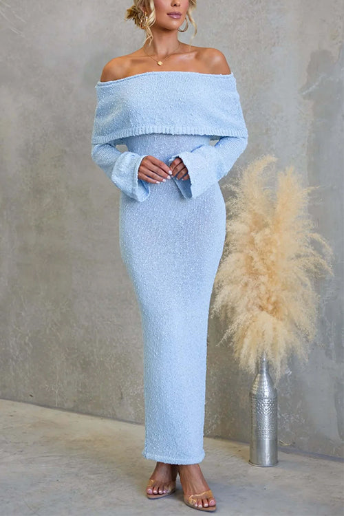Heididress Off Shoulder Long Sleeves Bodycon Stretchy Maxi Dress