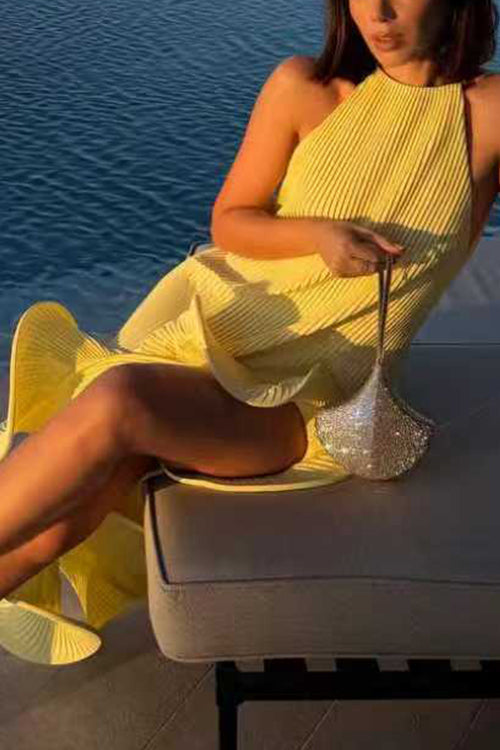 Heididress Sleeveless Irregular Ruffle Hem Midi Dress