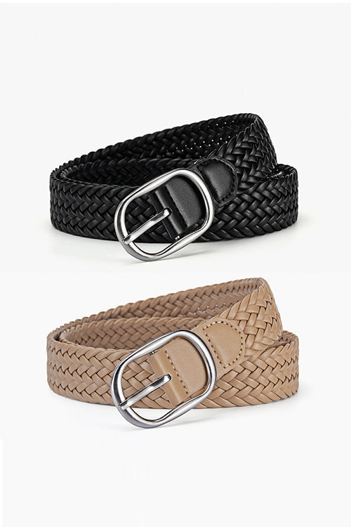 Heididress Faux Leather Metal Buckle Adjustable Braided Belt