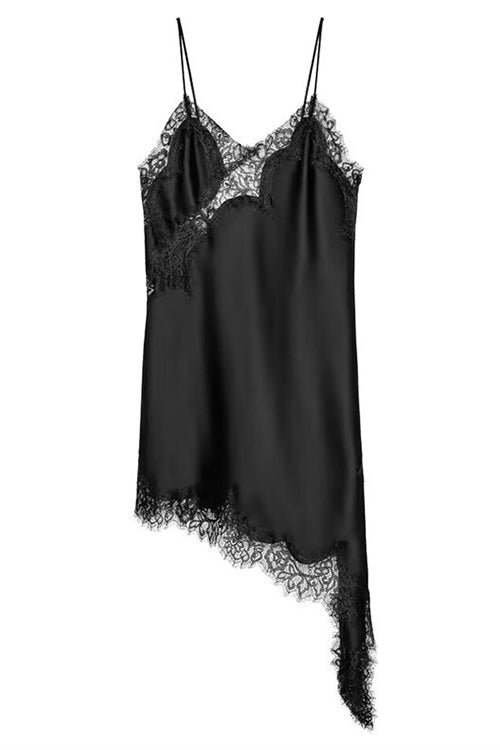 Heididress Spaghetti Strap Lace V Neck Irregular Hem Mini Dress