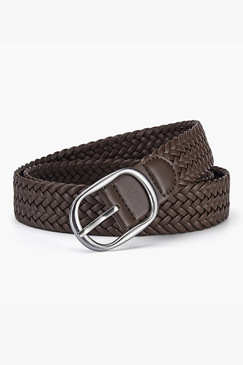 Heididress Faux Leather Metal Buckle Adjustable Braided Belt
