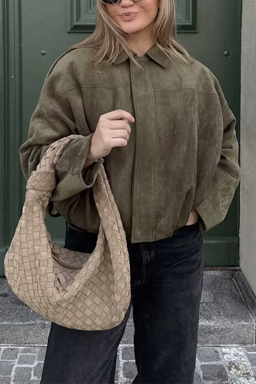 Heididress Lapel Zip Up Trendy Bomber Jacket
