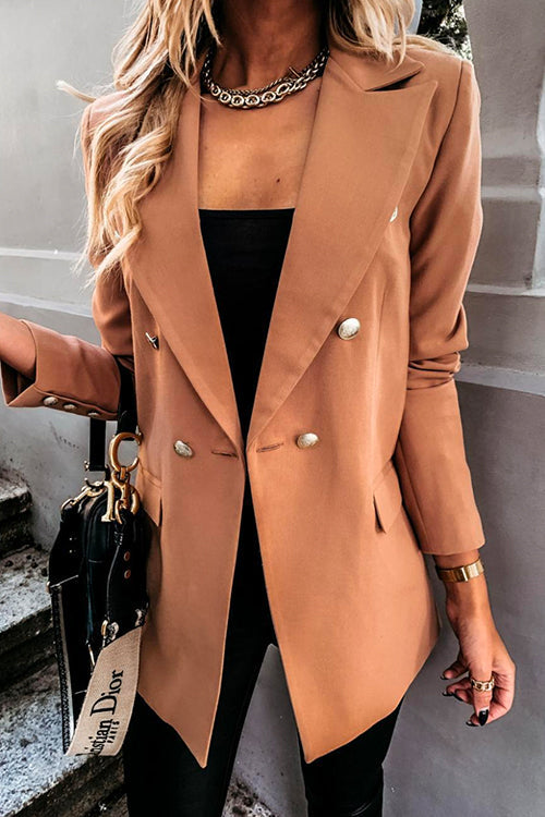 Heididress Lapel Double Breasted Open Front Blazer Jacket