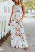 Heididress Stripes Splice Floral Printed Maxi Dress