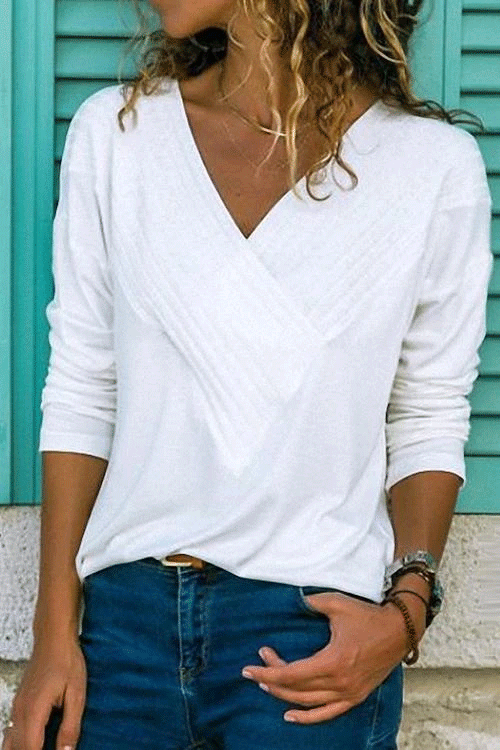 Heididress Classic V-neck Long Sleeve Basic Tops