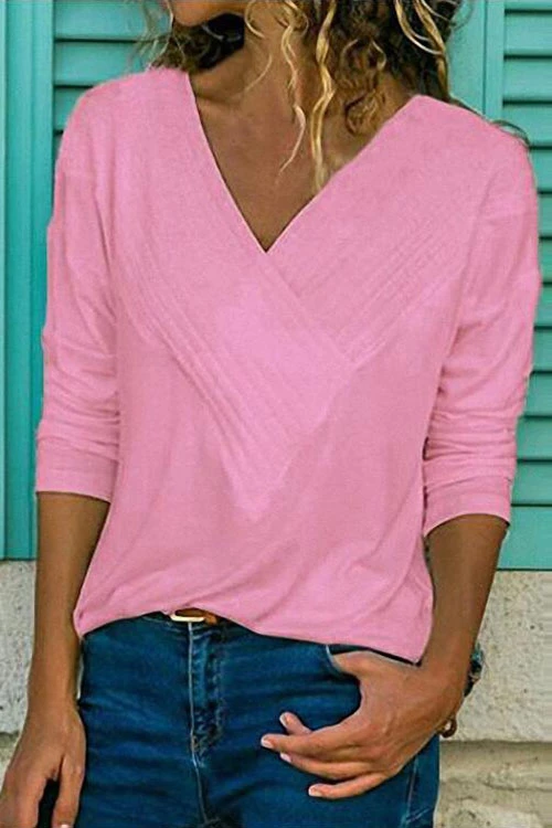 Heididress Classic V-neck Long Sleeve Basic Tops