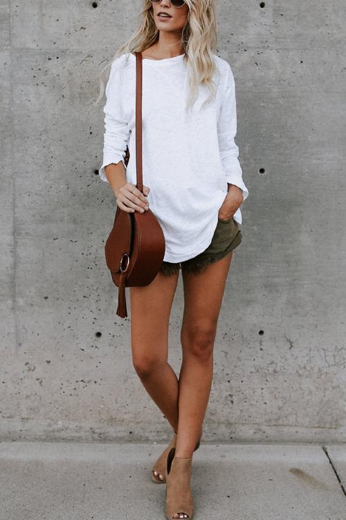 Heididress Solid Long Sleeves Cozy T-shirt